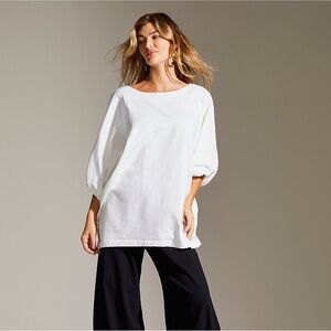 NWOT Bryn Walker Wilder Elbow Dolman Banded Short Sleeve Crew Neck Tunic Size S